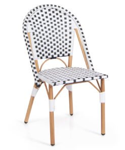 Outdoor Armless French Bistro Chair Set of 2-Black & White