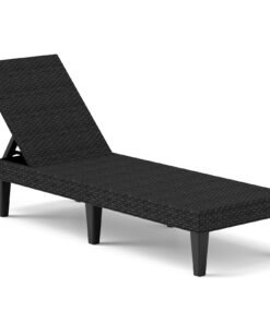 Outdoor Chaise Lounge Chair Rattan Recliner with Adjustable Backrest-Black