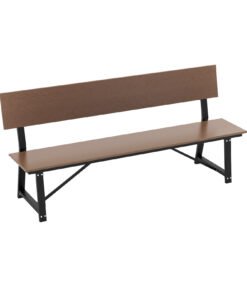 Outdoor Garden Bench with Weatherproof HDPE Backrest and Seat-Brown
