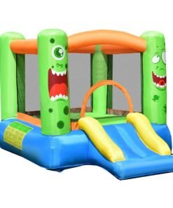 Inflatable Bounce Playhouse with Basketball Rim and Safety Mesh Netting