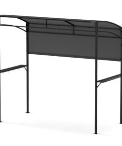 Outdoor Patio BBQ Canopy with Metal Shelves and Hooks-Grey