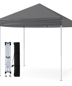 Outdoor Folding Pop-up Canopy with Adjustable Heights and Carrying Bag-Grey