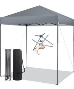 198 x 198 cm Outdoor Pop-up Canopy with Adjustable Heights-Grey