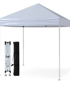 Outdoor Folding Pop-up Canopy with Adjustable Heights and Carrying Bag-White