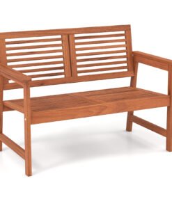 Outdoor Solid Wood Bench with Comfortable Backrest