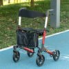 HOMCOM Folding Rollator Walker with 6 Adjustable Handle Height for People with Limited Mobility, Red