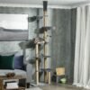 PawHut 230-250cm Floor-to-Ceiling Climbing Cat Tree Tower - Grey