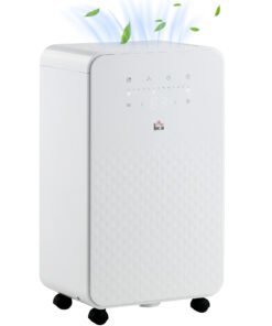HOMCOM 2000mL Portable Dehumidifier with Air Purifier, 24H Timer, 5 Modes, 10L/Day, for Home Laundry, White