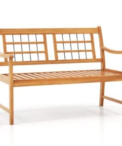 Patio Acacia Wood Bench Wooden 2-Person Outside Chair