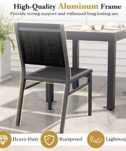Patio Armless Chair with Breathable Seat and Backrest-4 pieces