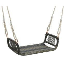 Patio Backless Rattan Swing Bench with Hanging Ropes