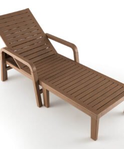 Patio PP Chaise Lounge Chair with 4-Position Adjustable Backrest-Coffee