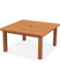 Patio Coffee Table with Umbrella Hole Outdoor Solid Wood End Table