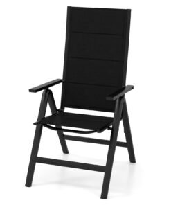Patio Folding Chairs Lightweight Dining Chairs with Soft Padded Seat-Black