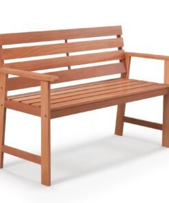 Patio Hardwood Bench Wood 2-Seat Chair with Breathable Slatted Seat