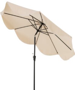 9 FT Patio Umbrella with Crank Handle and Push Button Tilt for Patio Garden Pool-Beige