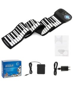 Portable 88-Key Roll Up Electronic Piano for Kids and Beginners-Black