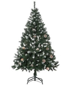 HOMCOM 5FT Artificial Christmas Tree with Pine Cones, Holiday Home Xmas Decoration Automatic Open, Green