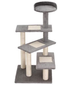 PawHut 100 cm Cat Tree for Indoor Cats Kitten Scratch Scratching Post Climbing Tower Activity Centre Grey