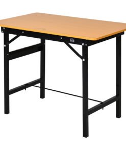 HOMCOM 100 cm Foldable Garage Work Bench, Craft Table MDF Workstation, Heavy-duty Steel Frame with Ruler, Protractor