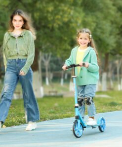 AIYAPLAY Foldable Kids Scooter with Adjustable Handlebar, 200mm Big Wheel, Rear Fender Brake, for Ages 6-12 Years, Blue