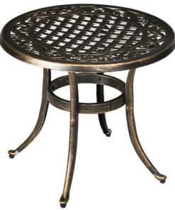 Outsunny Outdoor Garden Table, Cast Aluminium Patio End Table with Anti-slip Foot Pads for Garden, Patio, Balcony, 60 x 52.5cm, Bronze