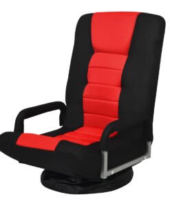 Foldable 360-Degree Swivel Gaming Floor Chair with Adjustable Backrest-Red