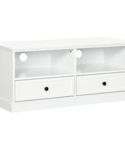 HOMCOM Modern TV Unit Cabinet for TVs up to 45 Inches, TV Stand with Drawers, Open Shelves, Cable Holes for Living Room, White