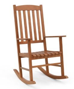 Ergonomic Slatted Patio Rocking Chair for Garden Poolside Courtyard