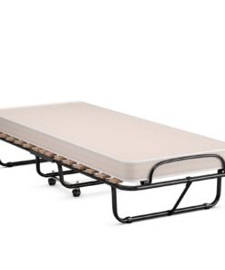 Rollaway Folding Bed with Memory Foam Mattress Guest Bed with Wheels-Beige