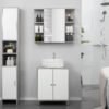 kleankin Under Sink Cabinet, Bathroom Vanity Unit, Storage Cupboard with Adjustable Shelves, White and Grey
