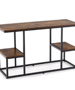 Rustic TV Console Table Industrial Sofa Table with Open Storage Shelves-Rustic Brown