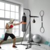 HOMCOM Freestanding Boxing Punch Bag & Speed ball Station, for Home Gym, Grey