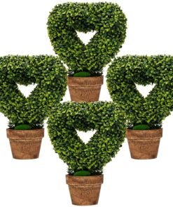 4 Pieces Heart-Shape Artificial Plant Set-Green