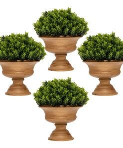 4 Pieces Mini Faux Pine Cone Tree Set with Pots-Green