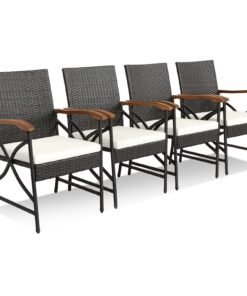 Set of 4 Patio Dining Chairs with All-Weather Wicker and Soft Zippered Cushion