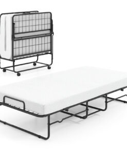 Single Size Folding Bed with Mattress and Lockable Wheels