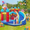 Outsunny Kids Bouncy Castle, with Slide, Pool, Trampoline, Climbing Wall, Blower