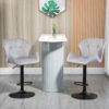 HOMCOM Bar Stools Set Of 2, Luxurious Velvet-Touch Barstools with Metal Frame Footrest Round Base Triangle Indenting Moulded Seat Adjustable Height Swivel Grey
