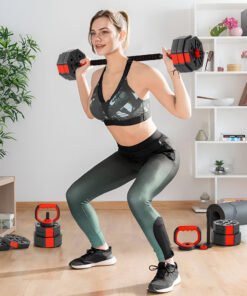 SPORTNOW 4-in-1 Adjustable Weight Dumbbells Set, Used as Kettlebell, Barbell, Dumbbell, Push-Up Stand, 30kg Free Weights Set for Men and Women Home Gym Training, Red