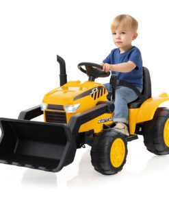 12V Battery Powered Bulldozer Digger with Adjustable Digging Bucket-Yellow