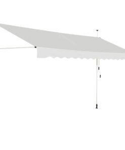 Telescopic Awning Sun Shade with Manual Crank Handle-Beige