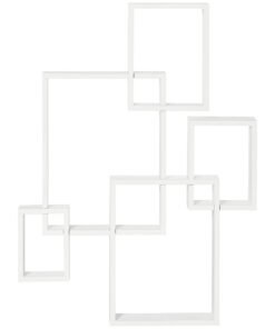 HOMCOM Floating Shelves, Wall Mounted Interlocking Cube Shelves, Display Wall Shelf for Living Room, Bedroom, Hallways, White