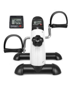 Mini Under Desk Bike Pedal Exerciser with Adjustable Resistance-Black & White