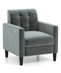 Upholstered Armchair Modern Velvet Accent Chair with Tufted Back-Grey