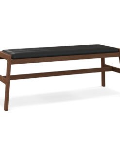Upholstered Bench with Padded Cushion Solid Rubber Wood Frame-Brown