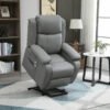 HOMCOM Riser and Recliner Chair with Massage, Power Lift Recliner Chair for Elderly with Remote Control, Extended Footrest, Dual Side Pockets, Overstuffed Electric Reclining Armchair, Grey