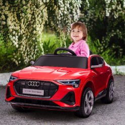 HOMCOM Audi E-tron Licensed 12V Kids Electric Ride on, Electric Car for Kids, with Parental Remote, Music Lights MP3, Suspension Wheels, for 3-5 Years, Red