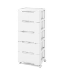 Vertical Rolling Storage Cabinet with Universal Wheels and Lockable Wheels-5 Drawers