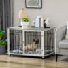 PawHut Indoor Dog Crate Furniture, Side End Table, with Soft Washable Cushion, Lockable Doors, for Small and Medium Dogs